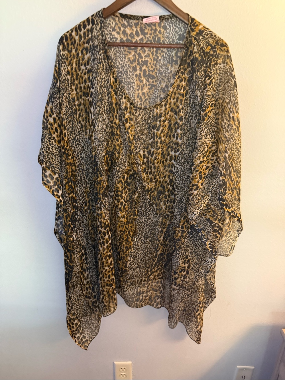 Sheer Leopard-Print Swim Coverup in Yellow/Black - Lightweight Beach Layer